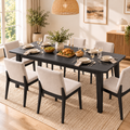 Deluxe Living 63"-83" Extendable Farmhouse Dining Table for 6-8 People, Expandable Kitchen Table with Sturdy Wooden Top & Legs for Dining Room, Black