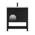 Deluxe Living 30 Inch Black Bathroom Vanity with Sink,Soft-Closing Glass Door & Soft-Closing Drawers, SMC Sink, Adjustable Feet, Black