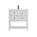 Deluxe Living 24 Inch Bathroom Vanity with Sink,Bathroom Cabinet with SMC Integrated Sink, Drawers & Open Storage Shelf, Easy Assembly,White