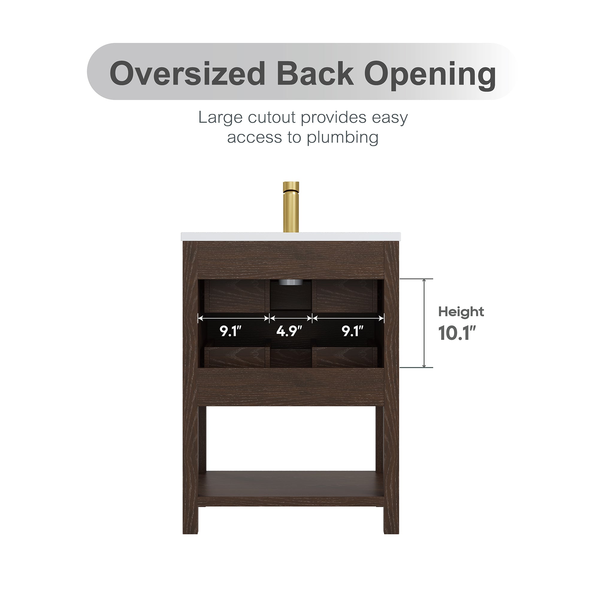 Deluxe Living 24 Inch Bathroom Vanity with Sink,2 Soft-Close Drawers & Open Storage Shelf, Integrated sink & Adjustable Feet
