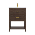 Deluxe Living 24 Inch Bathroom Vanity with Sink,2 Soft-Close Drawers & Open Storage Shelf, Integrated sink & Adjustable Feet