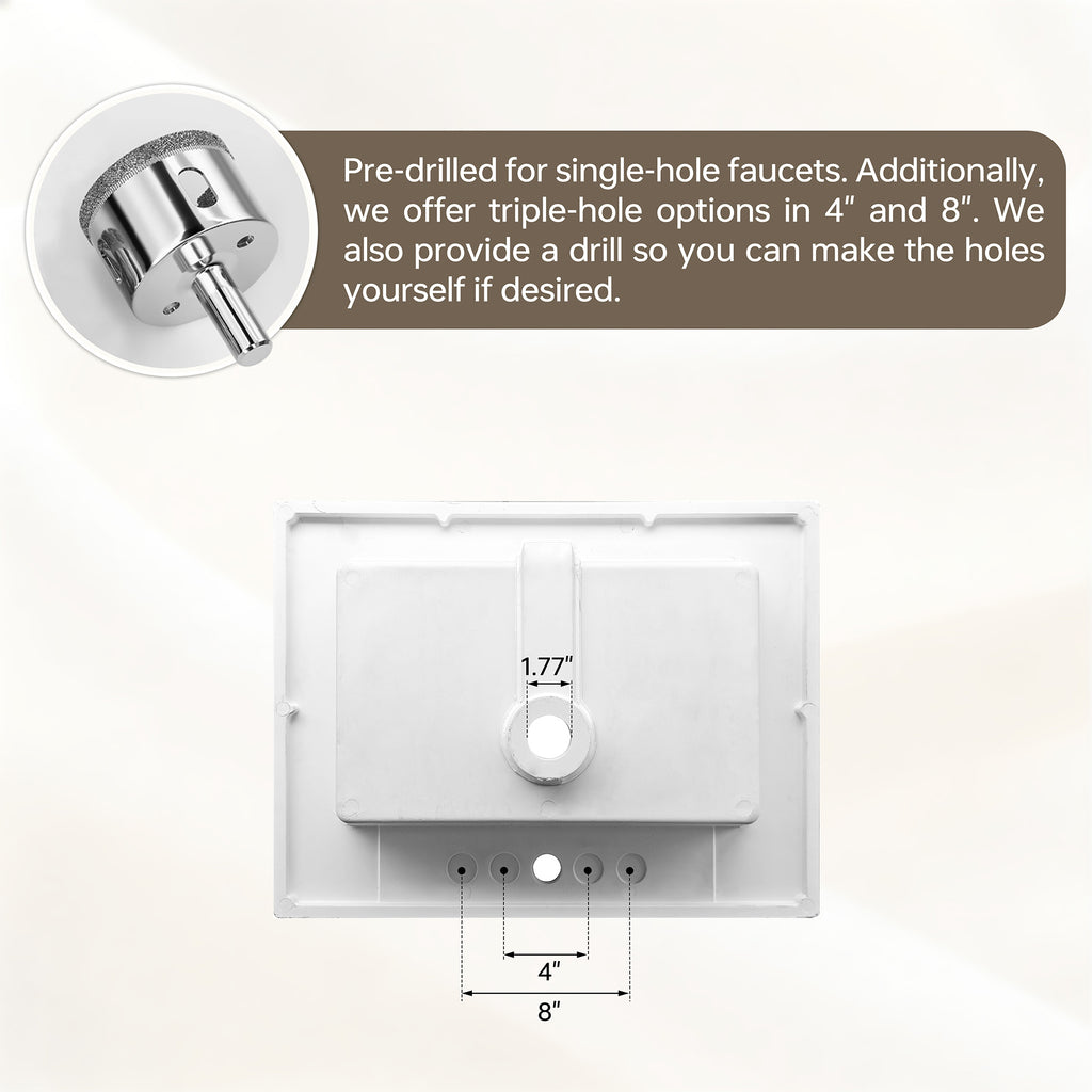 Deluxe Living 24 Inch Bathroom Vanity with Sink,Bathroom Cabinet with SMC Integrated Sink, Drawers & Open Storage Shelf, Easy Assembly,White