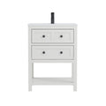 Deluxe Living 24 Inch Bathroom Vanity with Sink,Bathroom Cabinet with SMC Integrated Sink, Drawers & Open Storage Shelf, Easy Assembly,White