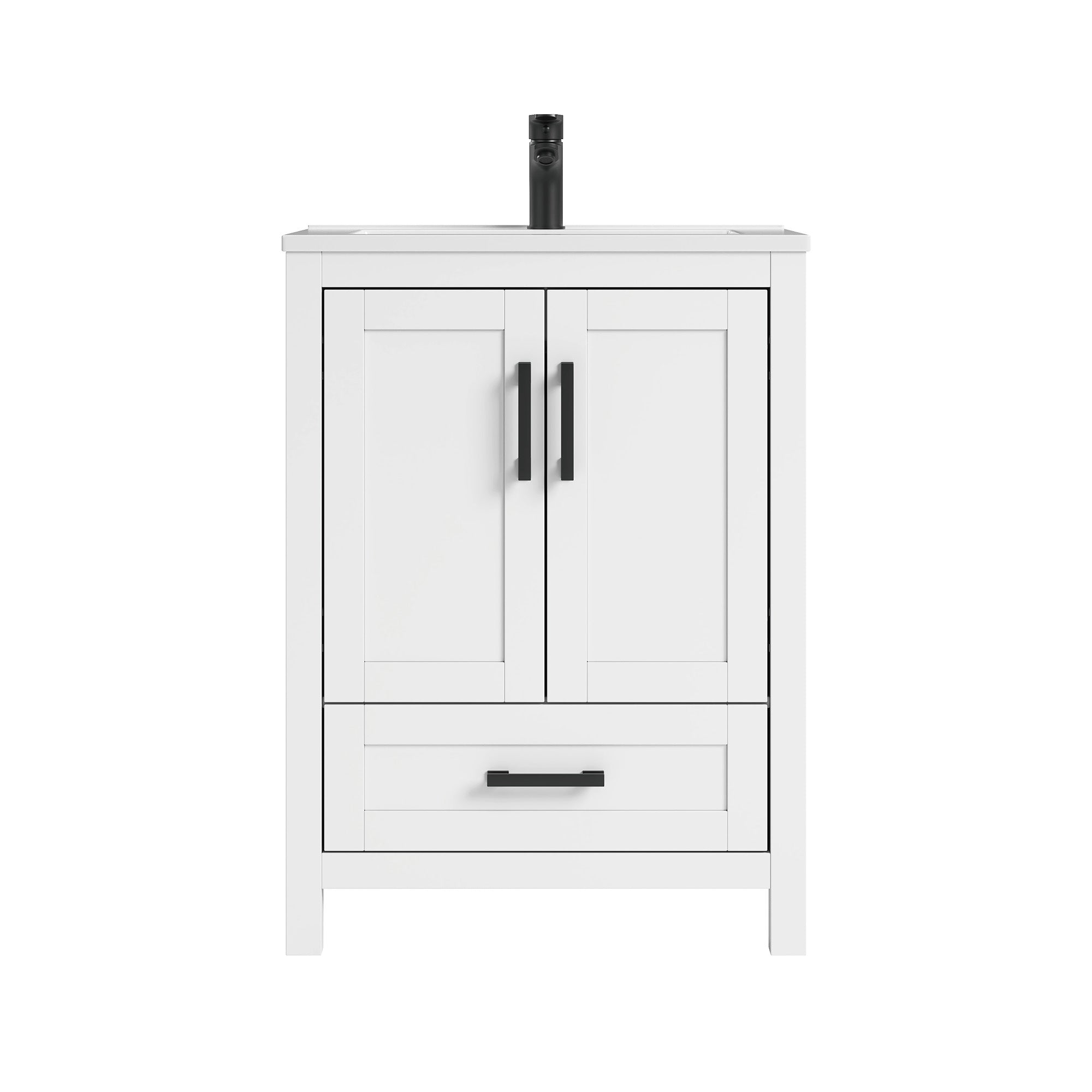 Deluxe Living 24 Inch Bathroom Vanity with Sink,Bathroom Sink Cabinet for Small Space, Soft Close Doors & Drawer, Integral SMC Sink,Black