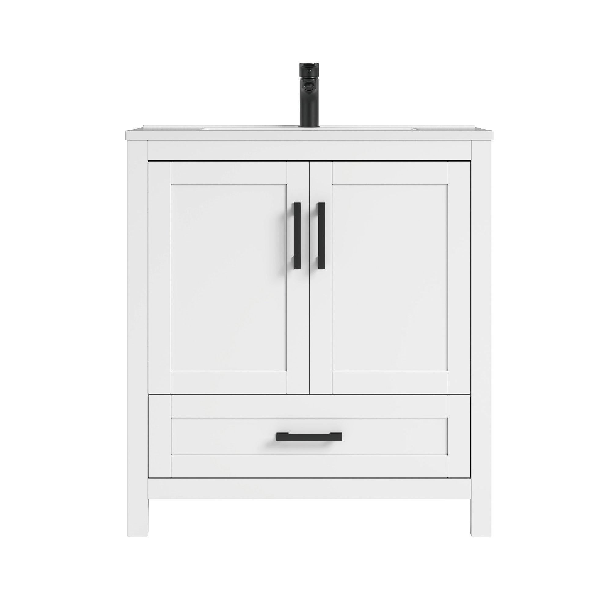 Deluxe Living 24 Inch Bathroom Vanity with Sink,Bathroom Sink Cabinet for Small Space, Soft Close Doors & Drawer, Integral SMC Sink,Black