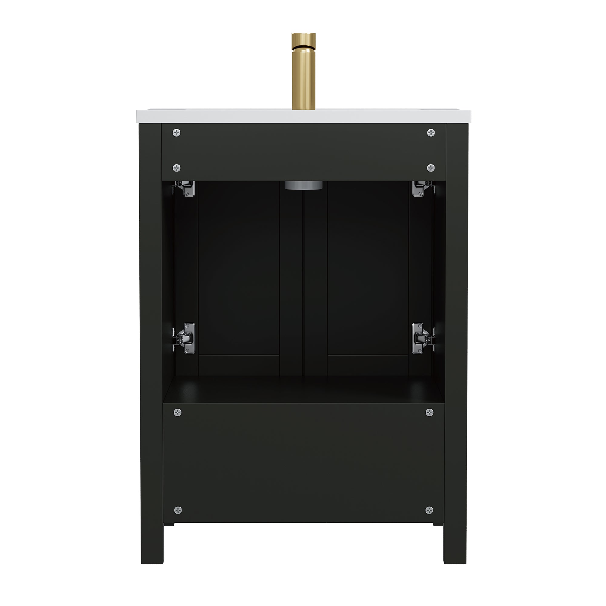 Deluxe Living 24 Inch Bathroom Vanity with Sink,Bathroom Sink Cabinet for Small Space, Soft Close Doors & Drawer, Integral SMC Sink,Black