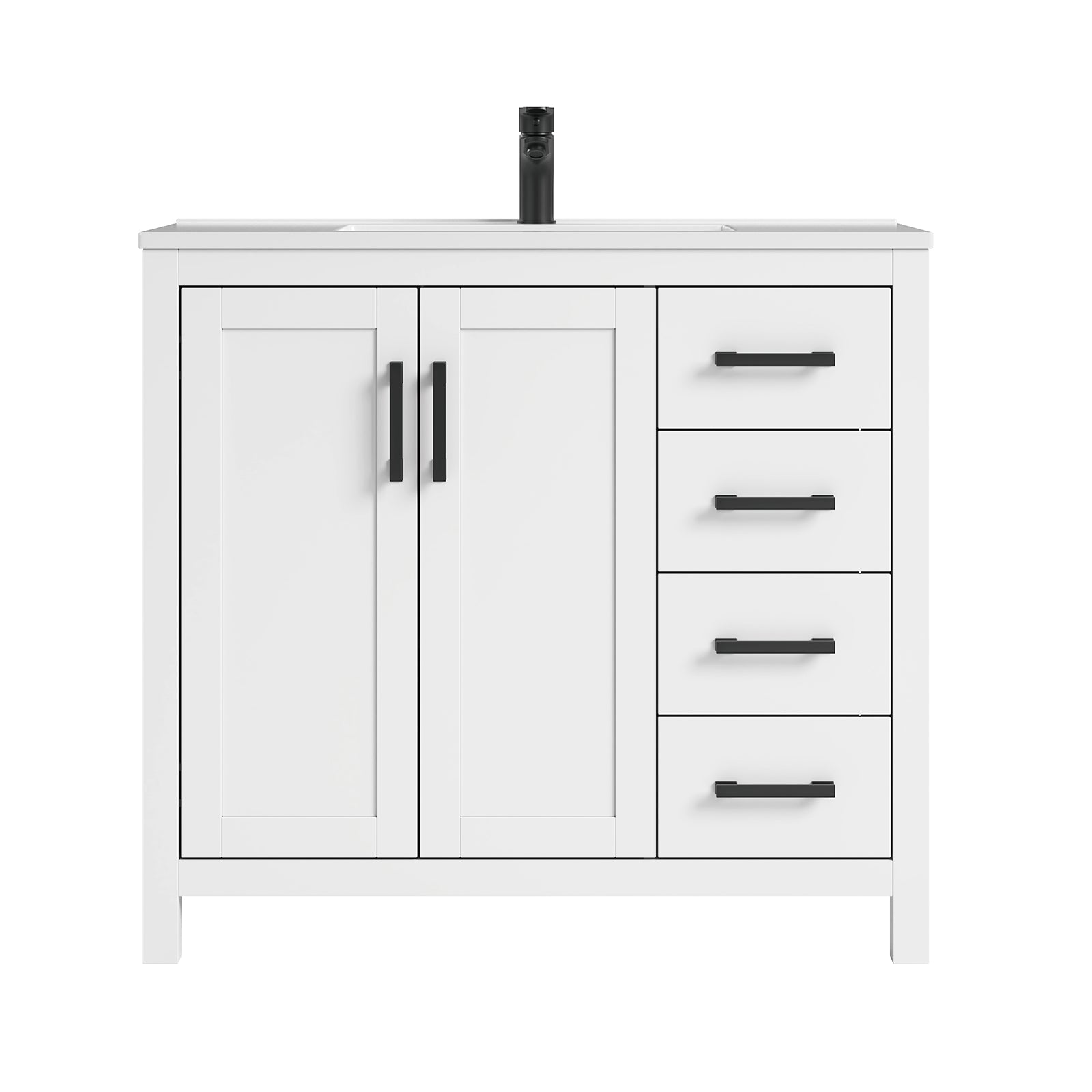 Deluxe Living 24 Inch Bathroom Vanity with Sink,Bathroom Sink Cabinet for Small Space, Soft Close Doors & Drawer, Integral SMC Sink,Black