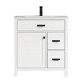 Deluxe Living 30 Inch Bathroom Vanity with Sink,White, Modern Bathroom Cabinet with integrated SMC sink, Soft-Closing Door & 3 Drawers, Easy Assembly