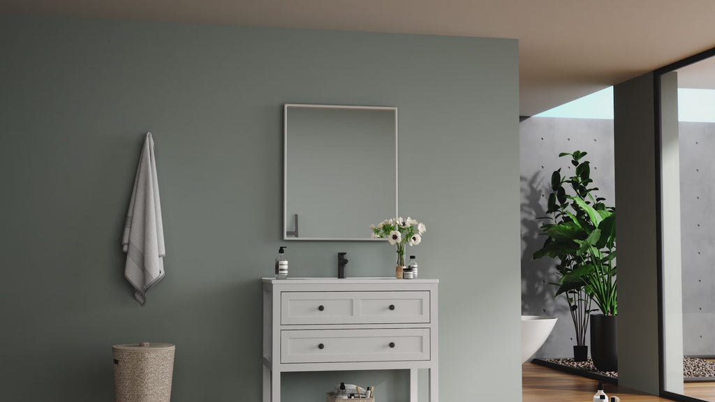 Deluxe Living 24 Inch Bathroom Vanity with Sink,Bathroom Cabinet with SMC Integrated Sink, Drawers & Open Storage Shelf, Easy Assembly,White