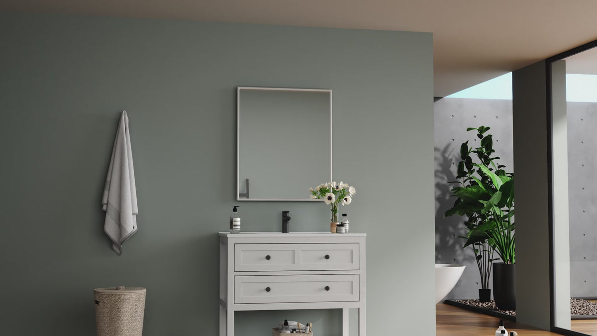 Deluxe Living 24 Inch Bathroom Vanity with Sink,Bathroom Cabinet with SMC Integrated Sink, Drawers & Open Storage Shelf, Easy Assembly,White